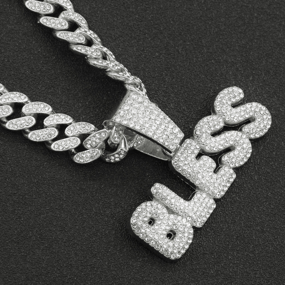 Men's Cool Diamond Letters Personality Stitching Gold For Cuban Pendants