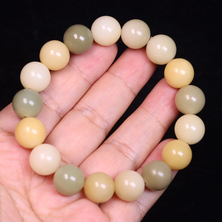 Welfare Single Circle Bodhi Seed Charcoal Grilled Round Beads Green Bracelets