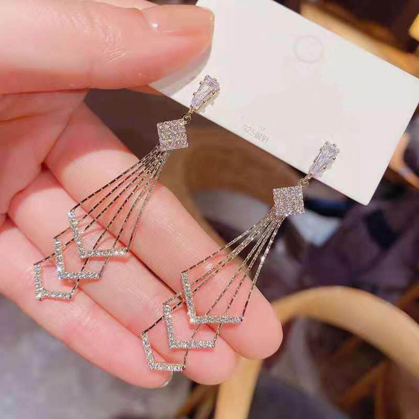 Women's Fashionable Long Tassel Temperament Sier Ear Rings