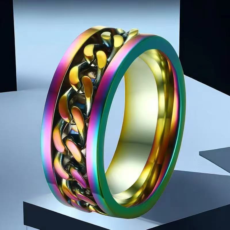 Men's Hip Hop Fashion Rotating Cold Niche Ring