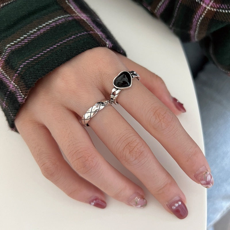 Love Mesh Female Personalized Minority Design Sense Geometric Open Index Ring