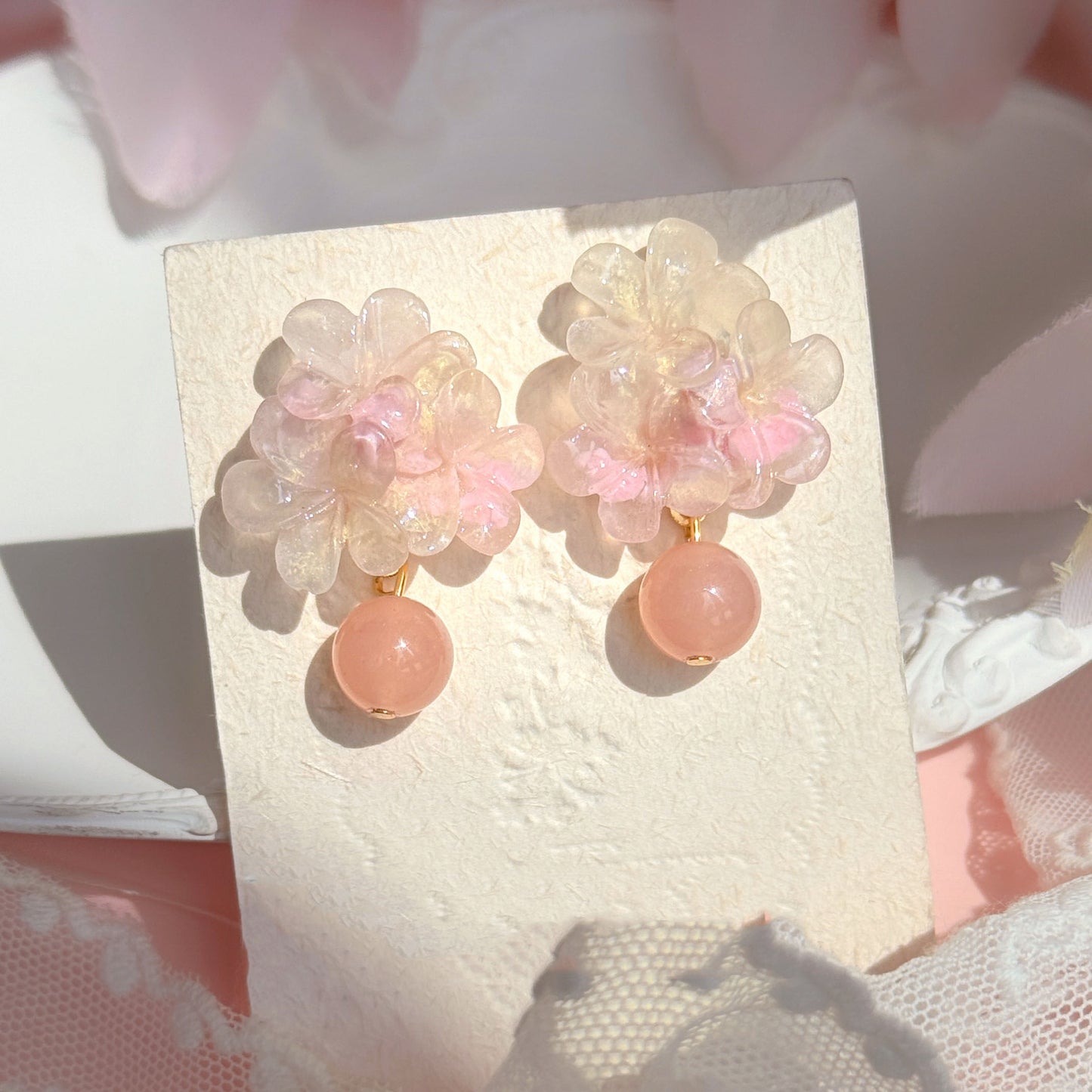 Women's Chinese Retro Blooming Flower High-grade Resin Fashion Style Earrings