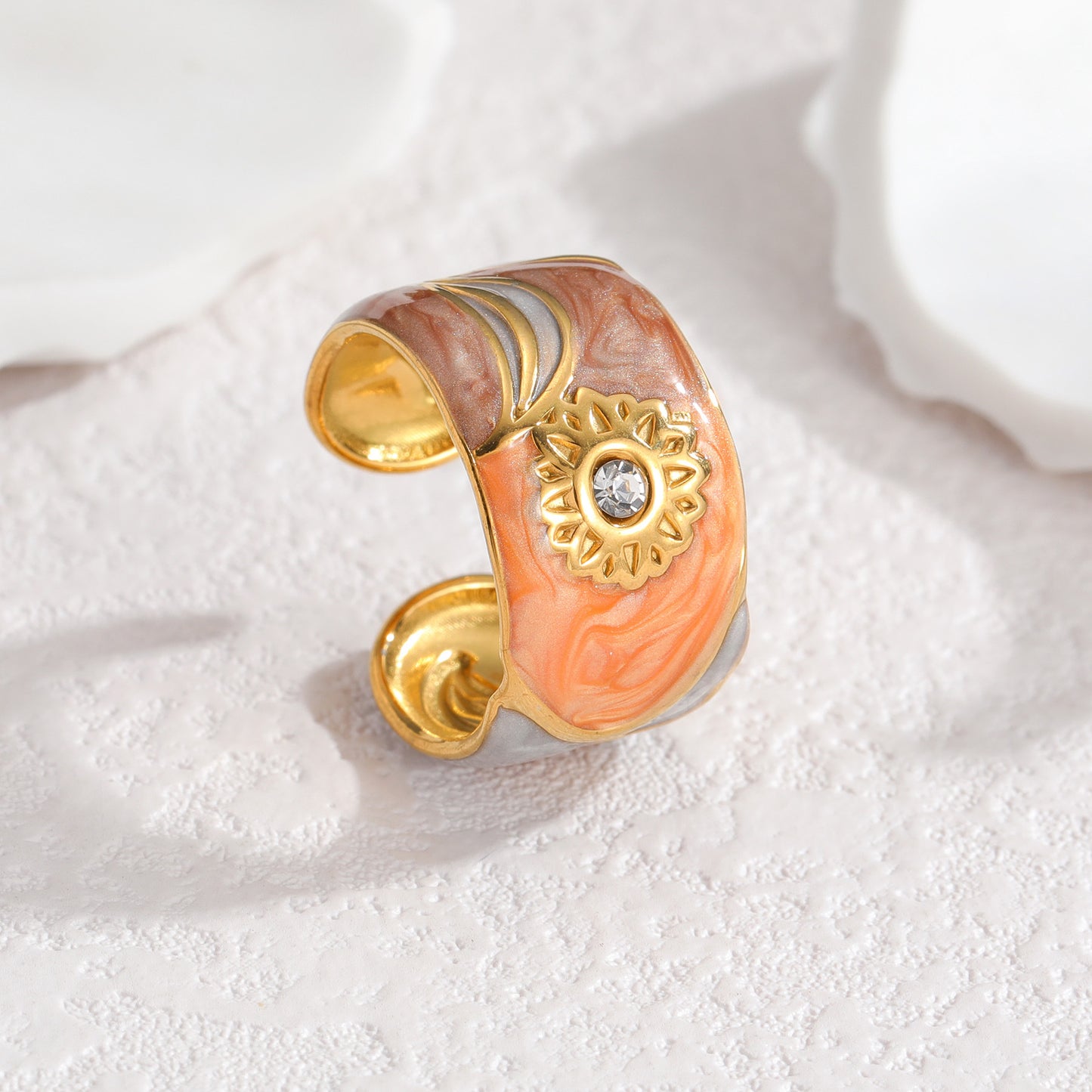 Enamel Open Light Luxury High-grade Flower Rings