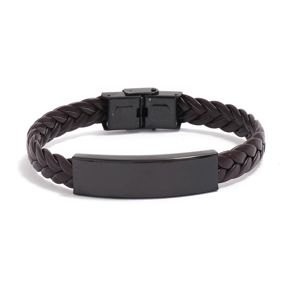 Men's Leather Ornament Titanium Steel Weaving Trendy Bracelets