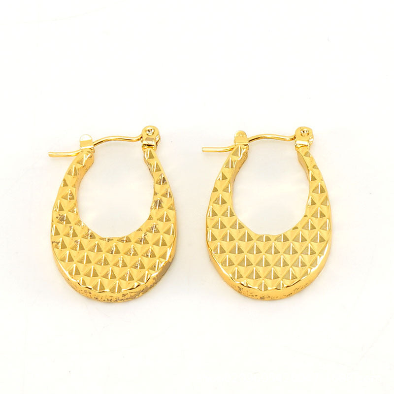 Women's Simple Round Glossy Stainless Steel For Gold Earrings