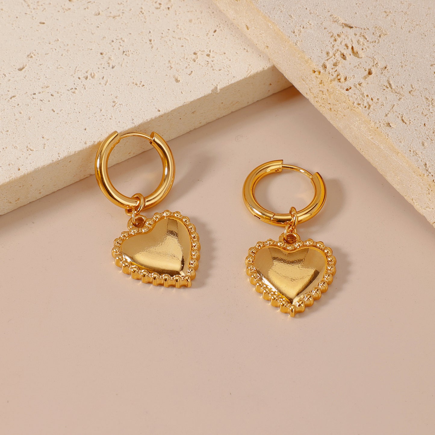 Women's Stainless Steel For Love Heart Flowers Eardrops Ear Titanium Earrings