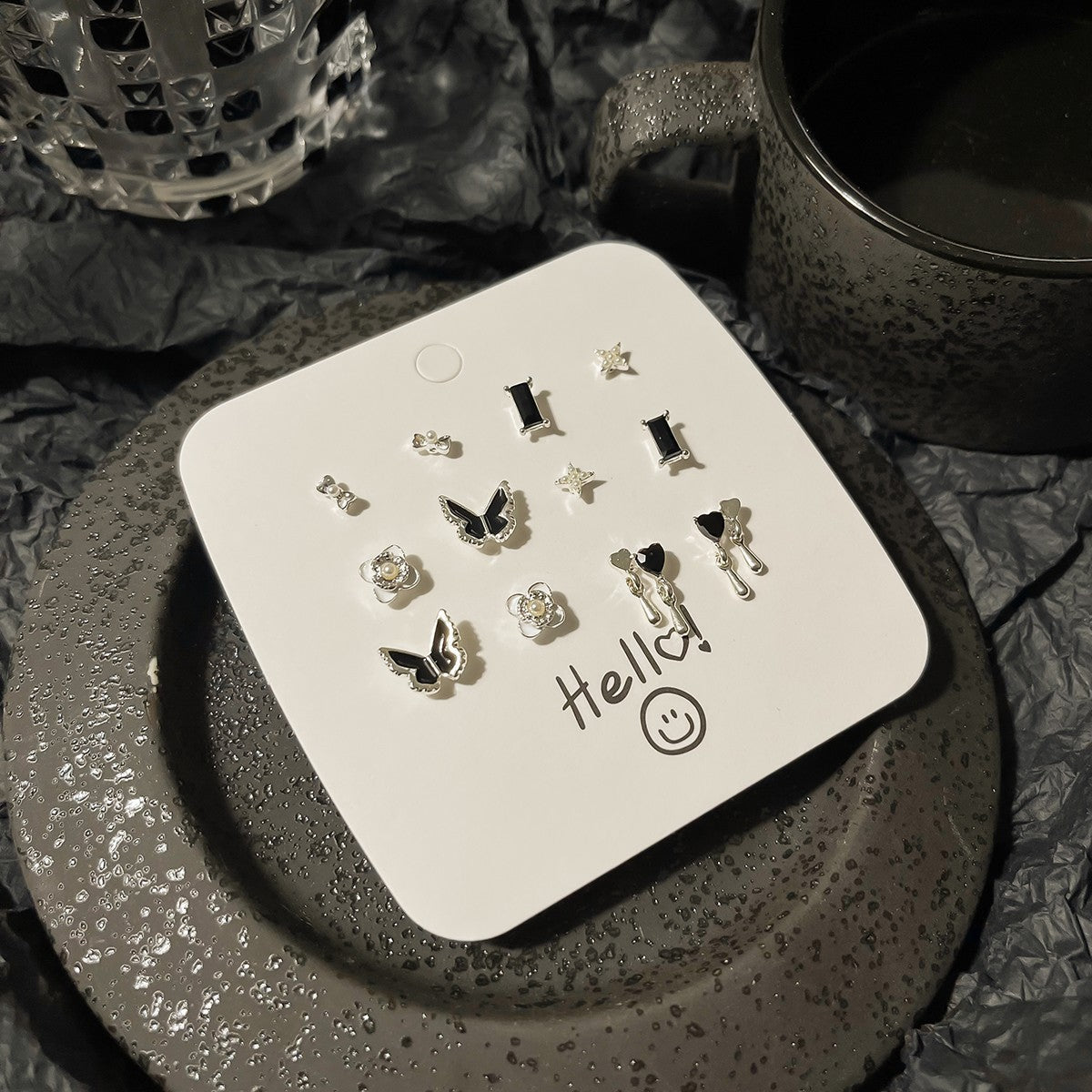 Compact Sier Combination Cute Wild Stall Stud Earrings