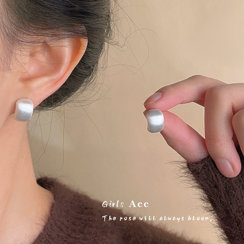 Matte Texture Geometric Female Niche Fashion Earrings