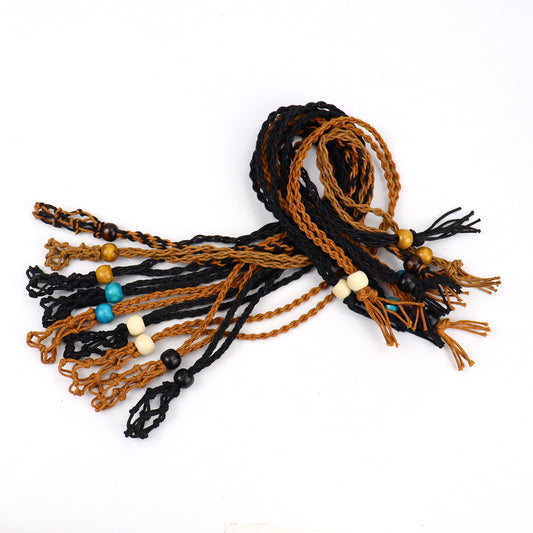 Woven Adjustable Telescopic Hand-woven Wooden Bead Network Necklaces