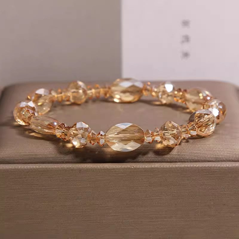 Champagne Gold Shining Cut Crystal Light Luxury Minority High Sense Bracelets