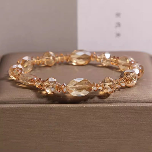 Champagne Gold Shining Cut Crystal Light Luxury Minority High Sense Bracelets