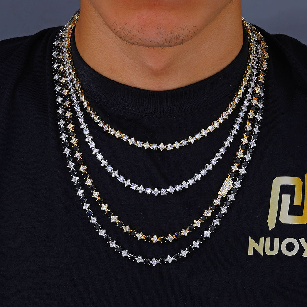 Men's Star Zircon Tennis Hip Hop Trendy Jewelry Set