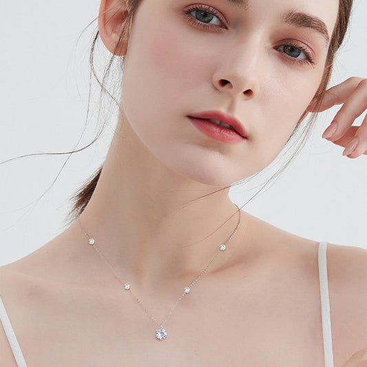 Luxury Trendy Moissanite High-grade Design Niche Sterling Sier Necklaces