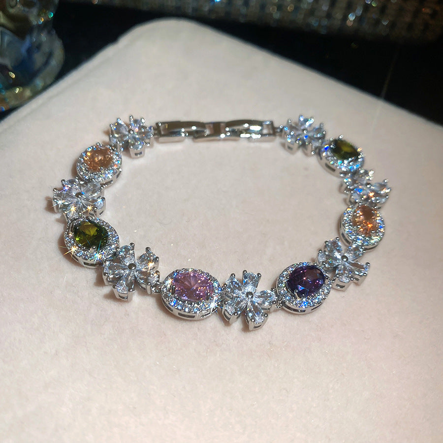 With Diamond Round Exquisite Fashion Retro Unique Design Light Luxury Bracelets
