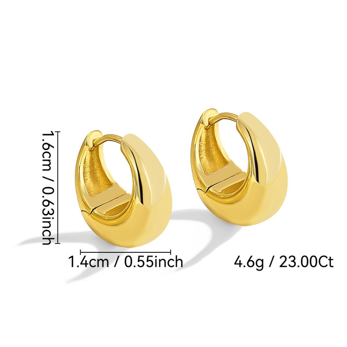 Women's Glossy Copper Plated Real Gold Everyday Joker Temperament Ear Clip Earrings
