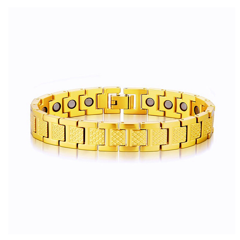 Women's & Men's Adjustable Titanium Steel Curved Can Carve Writing Stainless Gold Bracelet