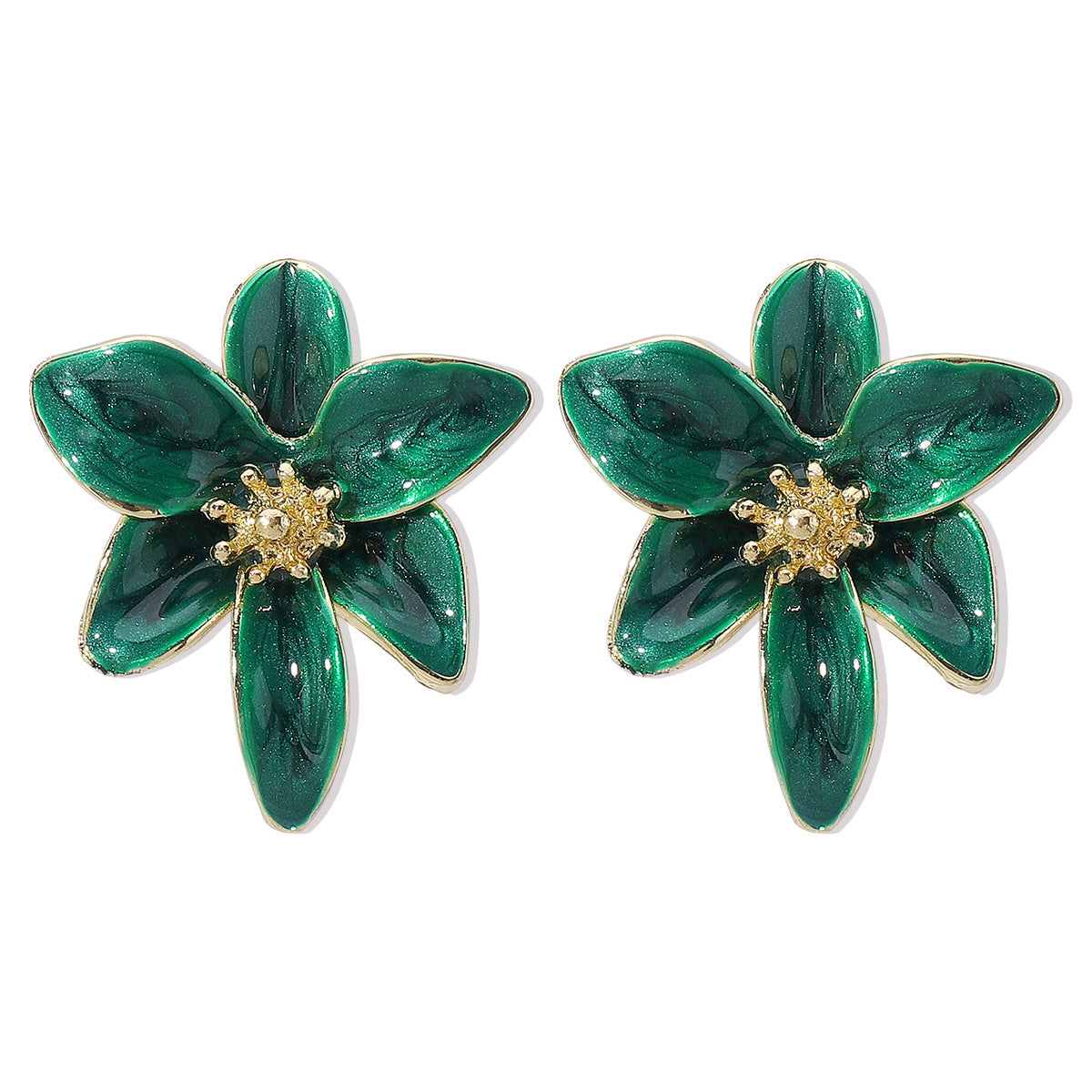 Women's Vacation Style Enamel Color Flower Pearl Light Luxury High-grade Earrings