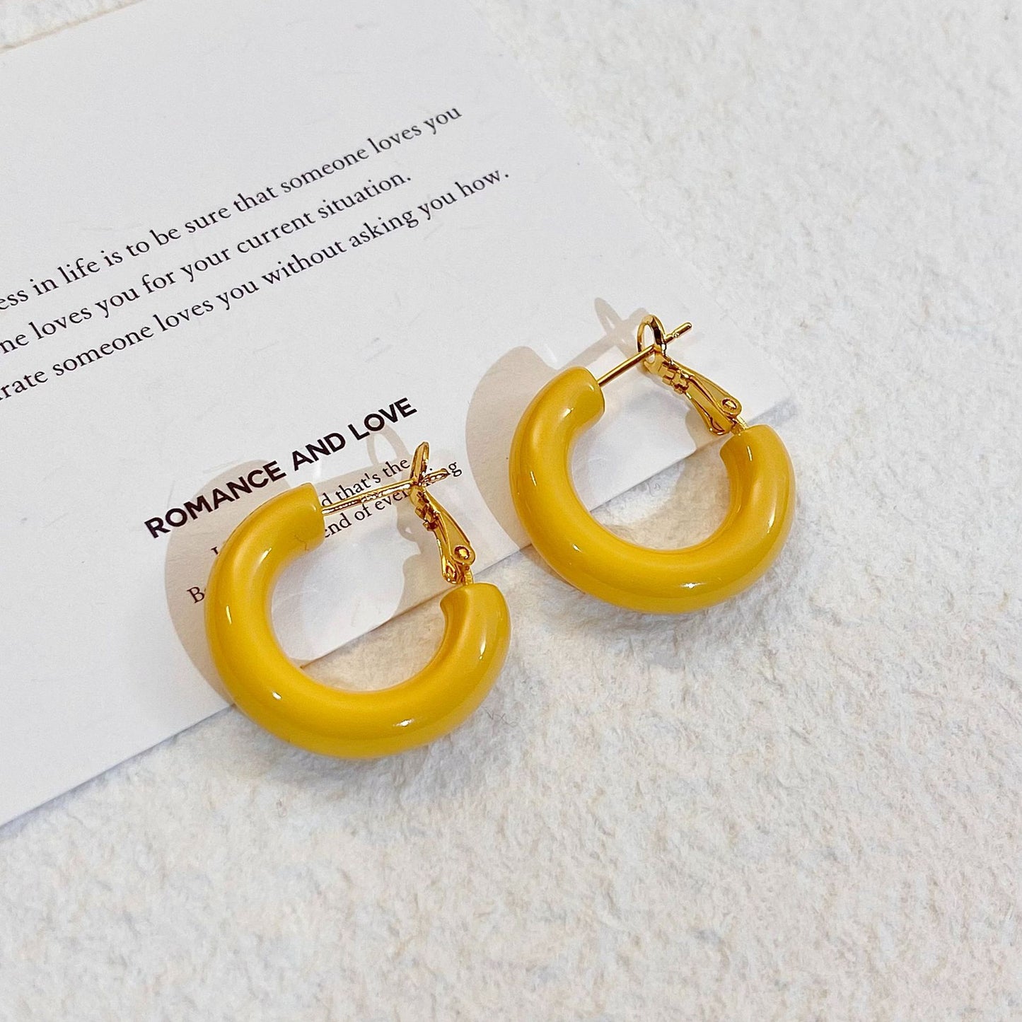 Plated Real Gold Ginger Flower Enamel Drip Glazed Female Sweet Earrings