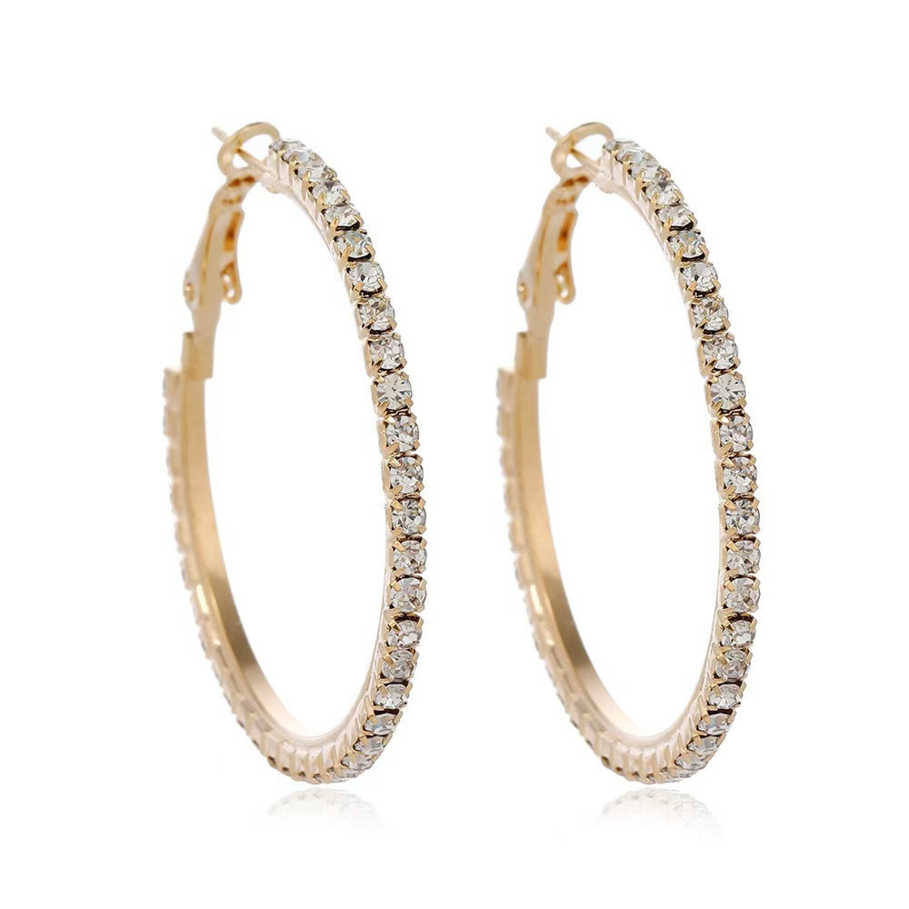 Shiny Shaped High-grade Creative Simple Rhinestone Exaggerated Medium Earrings