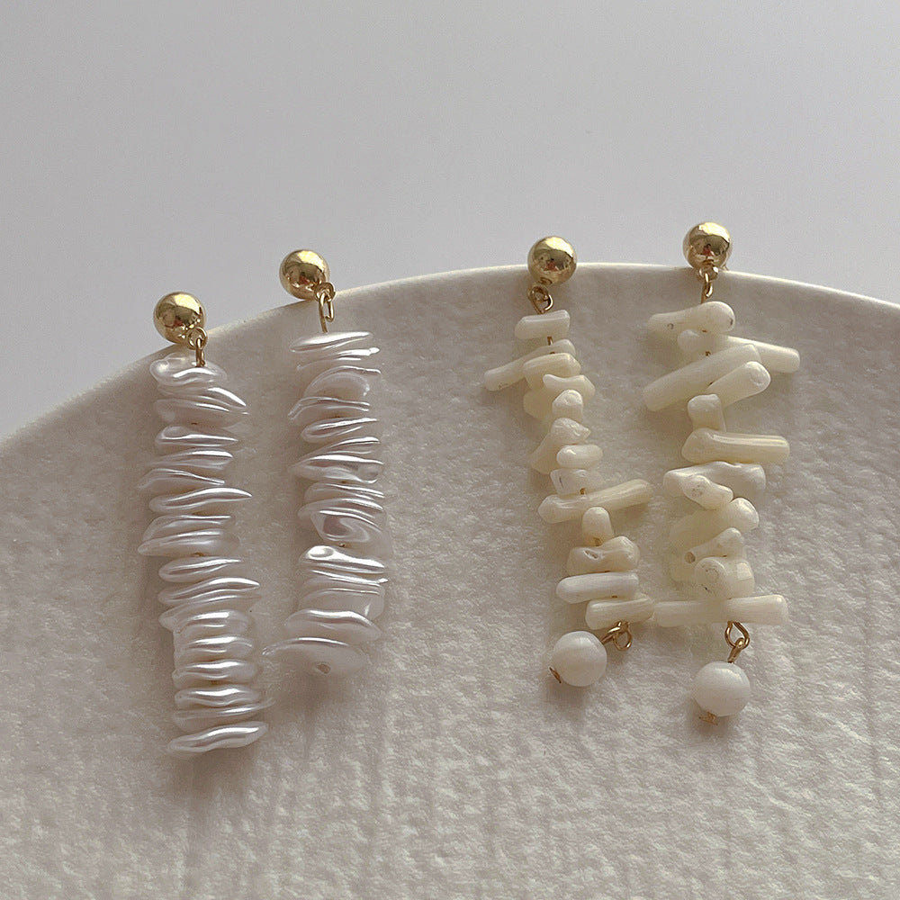 Pearl Tassel Female Sier Needle Personality Earrings