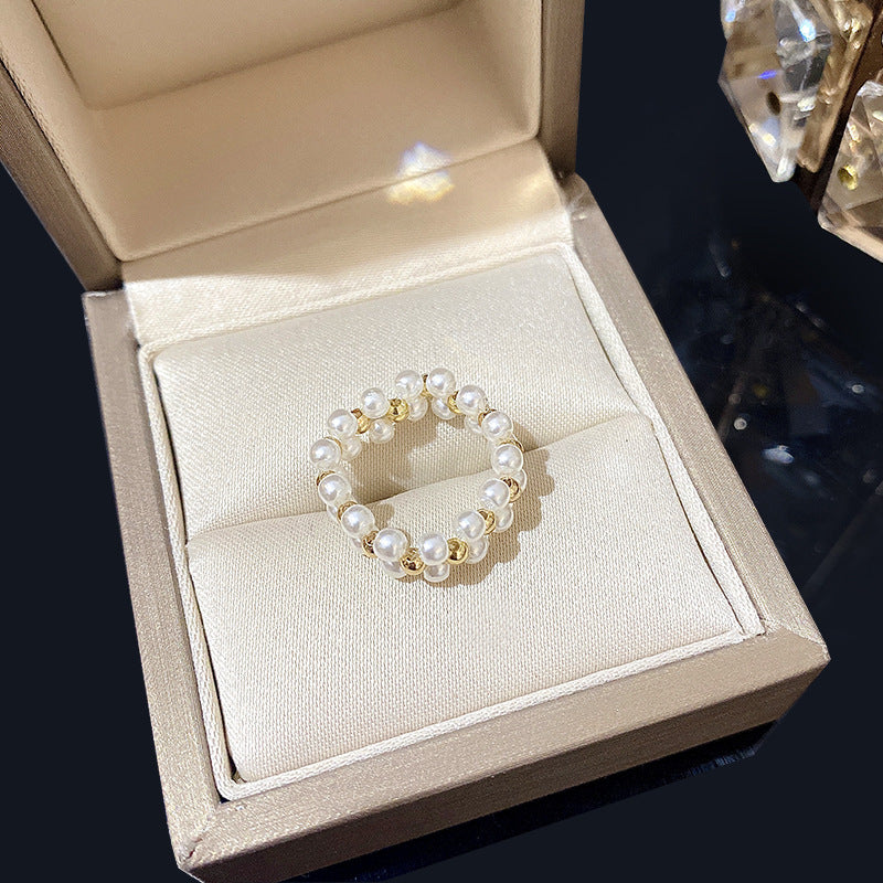 String Pearl Female Style Minority Fashion Ring