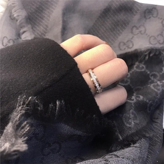 Women's & Men's Sier Color Single Diamond Seven Small One Circle Rings