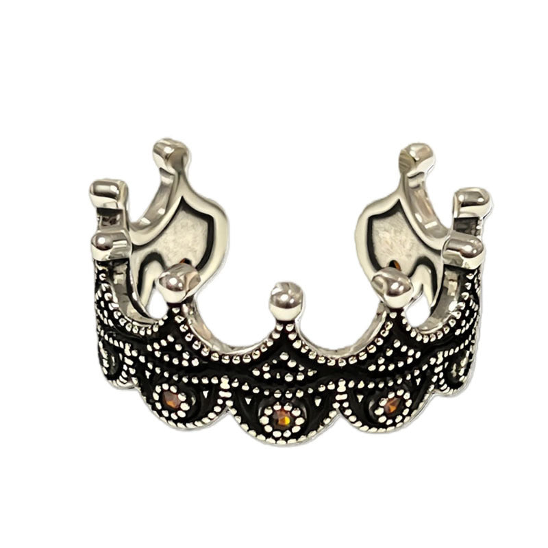 Trendy Vintage Flower-de-luce Cross Punk Open Female Dark Style Crown Rings