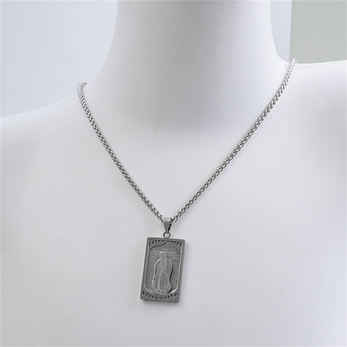 Men's Virgin Mary Medal Stainless Steel Spanish Necklaces