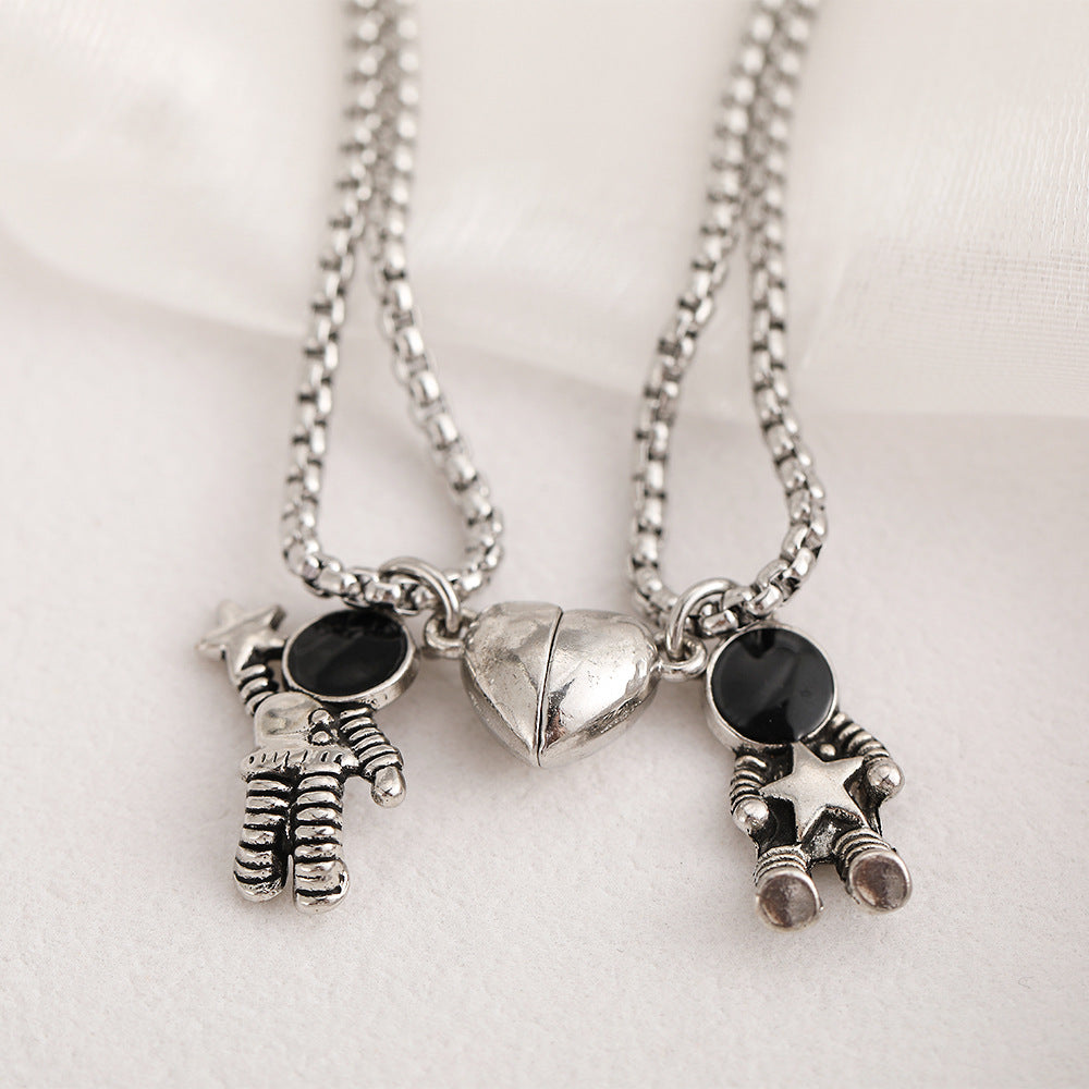 Women's & Men's Creative Spaceman Couple Magnet Suction Astronaut Necklaces
