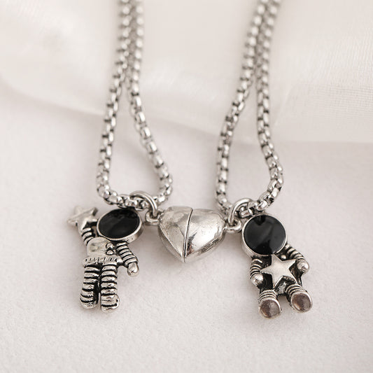 Women's & Men's Creative Spaceman Couple Magnet Suction Astronaut Necklaces