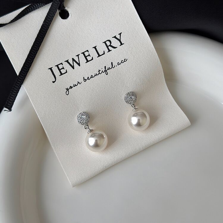 Women's Retro Zircon Pearl Sier Needle High Sense Simple Graceful Earrings