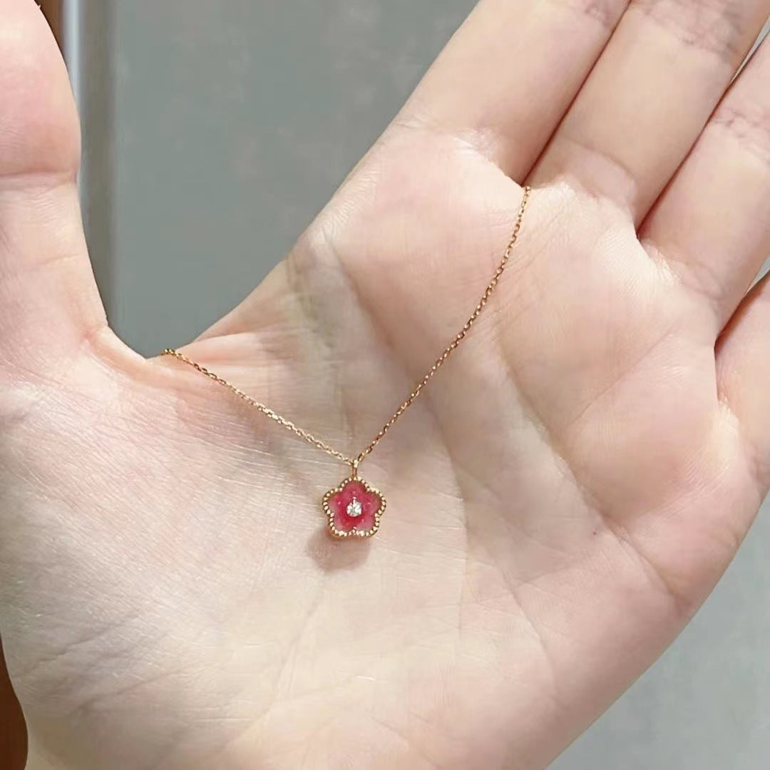 Blossom Female Pink Gentle Sweet Design Elegant High Sense Clavicle Necklaces