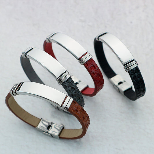 Korean Style High-grade Artificial Leather Stainless Steel Bracelets