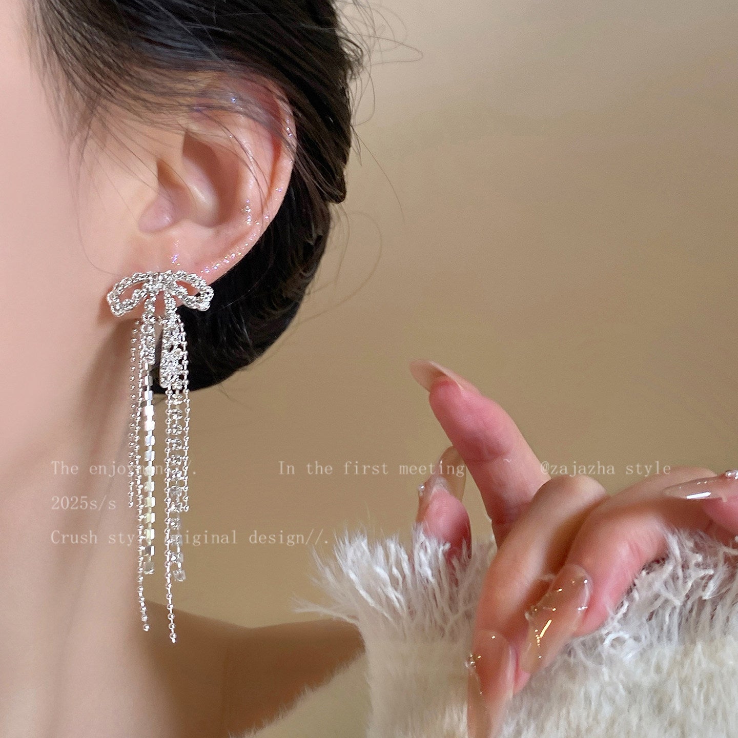 Women's French Retro Lace Strap Bow Fashion Earrings