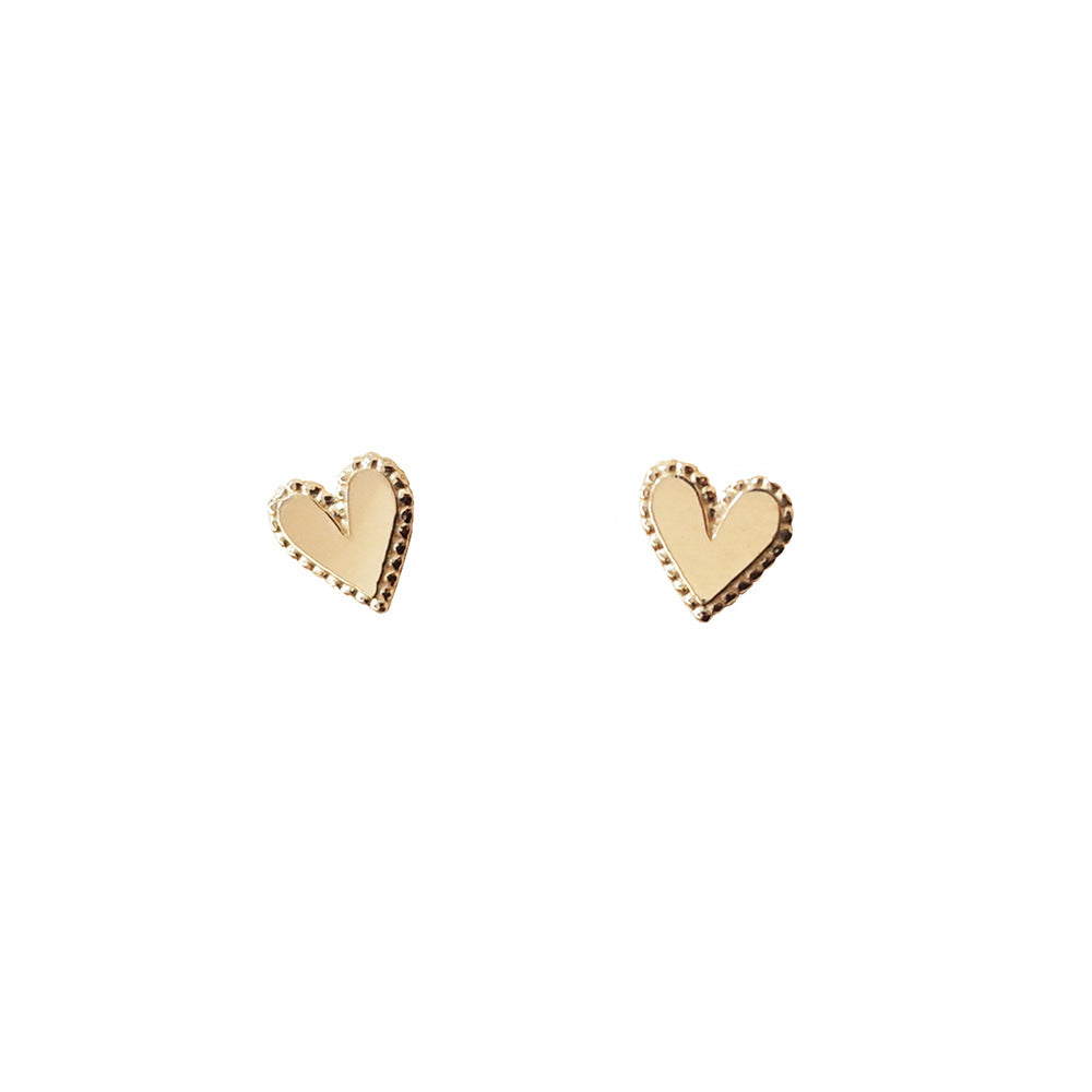 Women's Sterling Sier Gold-plated Delicate Cake Edge Mini Love Earrings