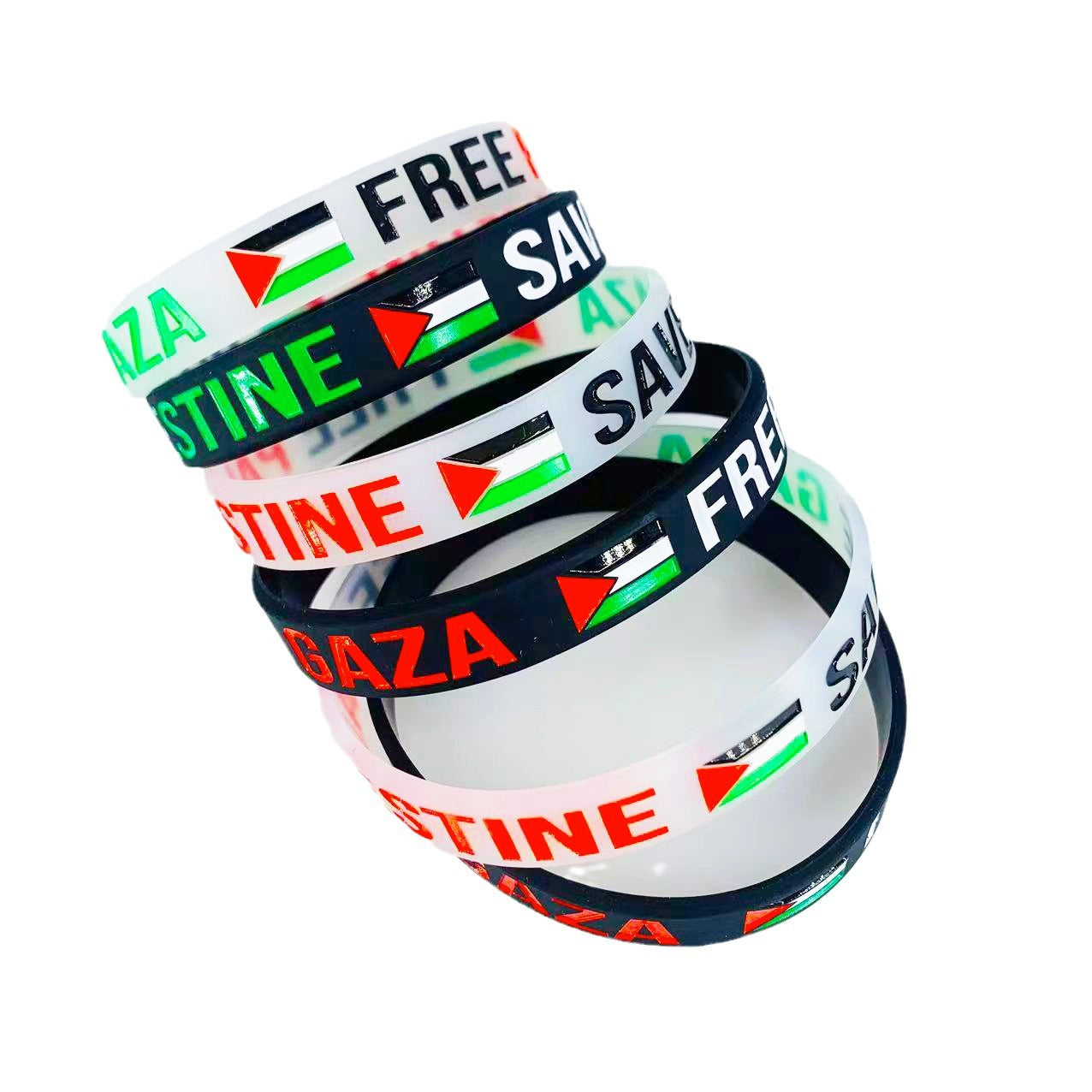 Palestinian Flag Engraved Color Gaza Logo Pattern Support Bracelets