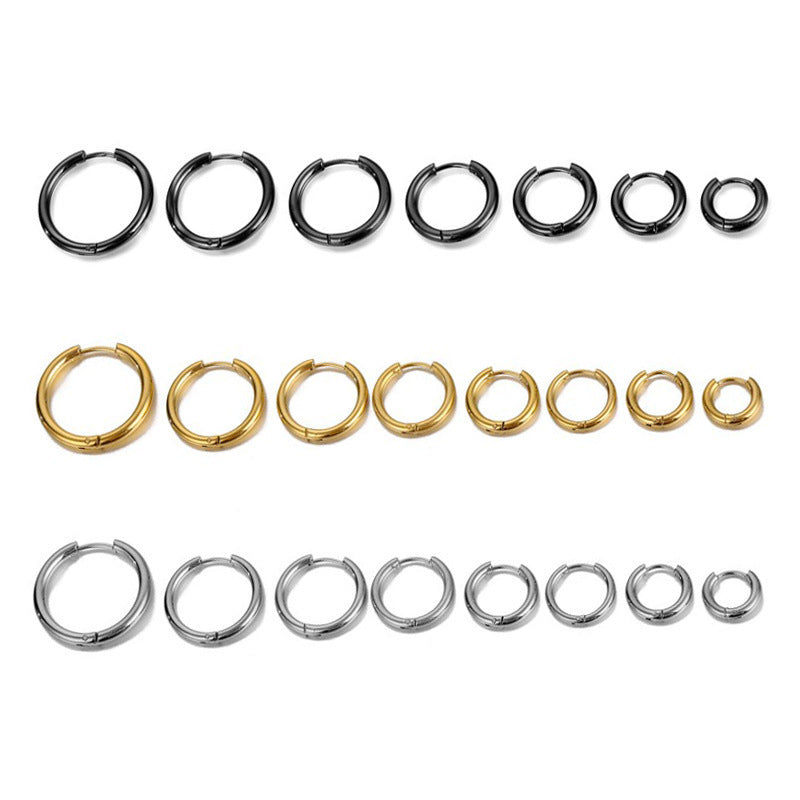 Women's & Men's Stainless Steel Circle Ear Clip Versatile Personality Earrings
