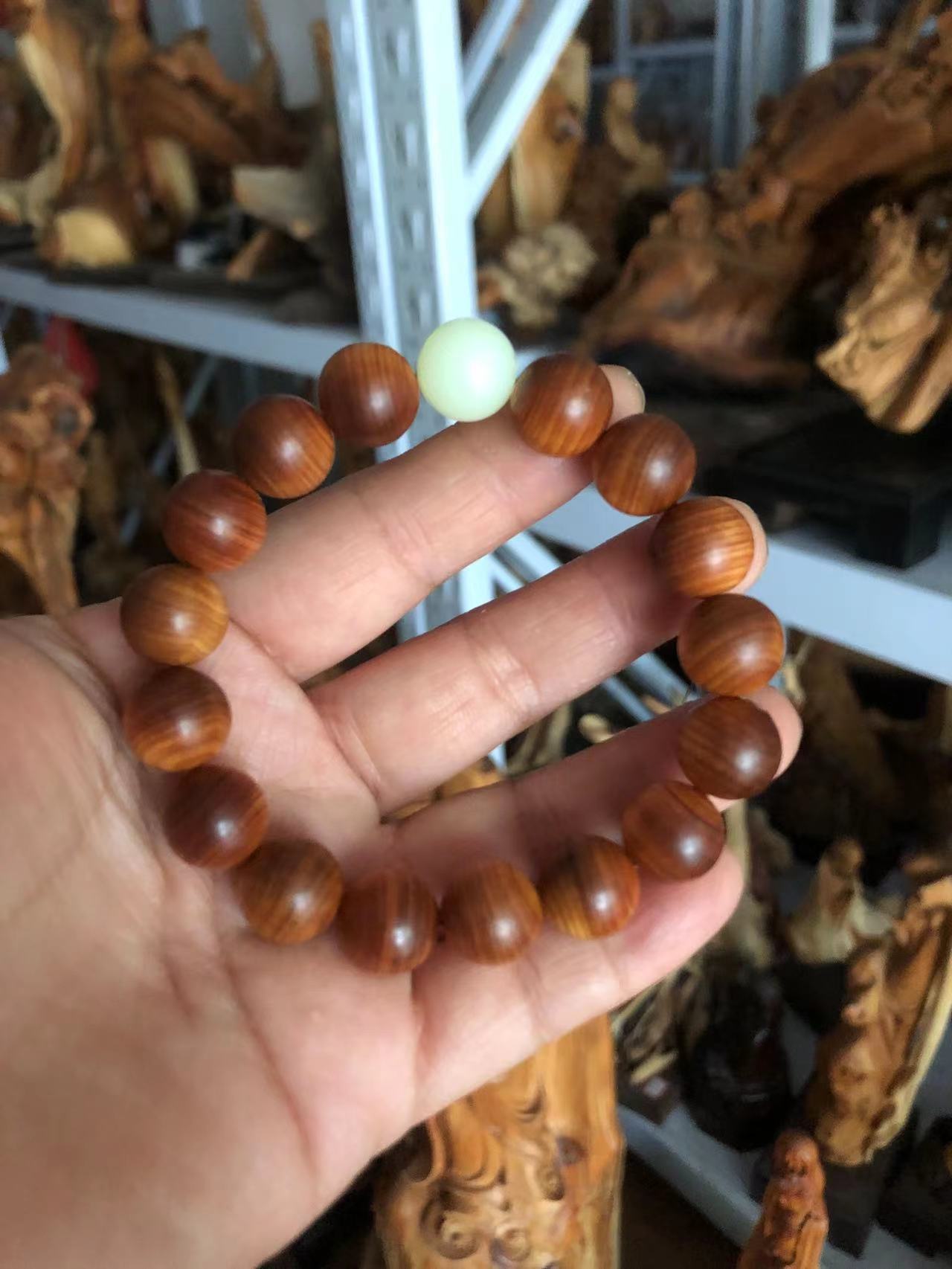 Black Oil High Density Wooden Prayer Beads Gentiana Pattern Bracelet