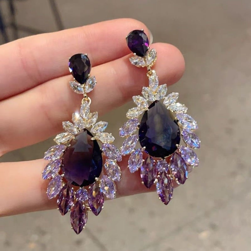 Women's Luxury Sparkling Full Rhinestone Tassel Retro High Sense Exaggerated Temperamental Rings