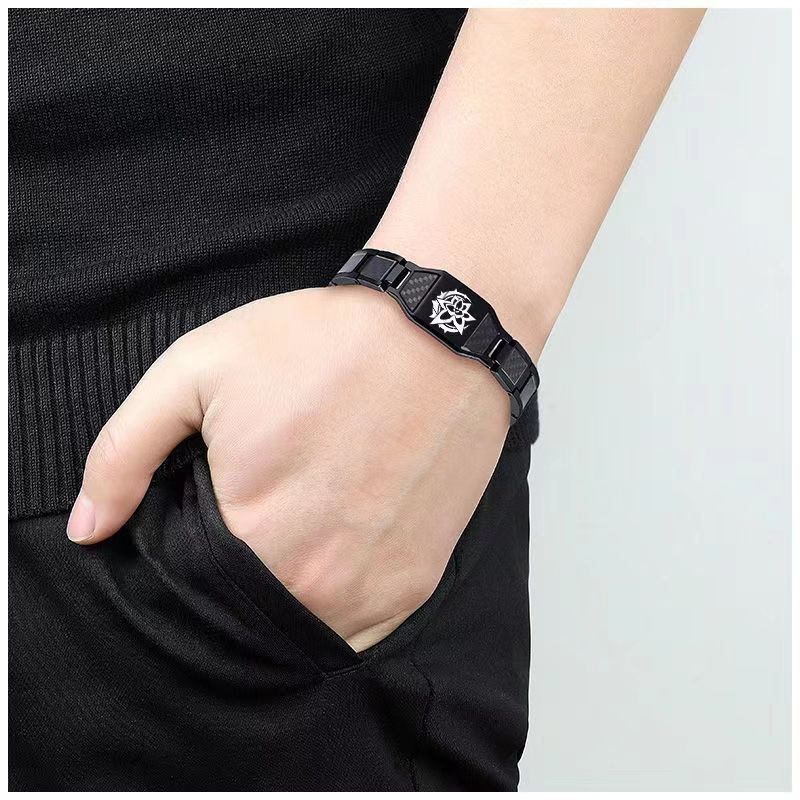 Men's Titanium Steel Gold-plated Carbon Fiber Magnet Bracelets