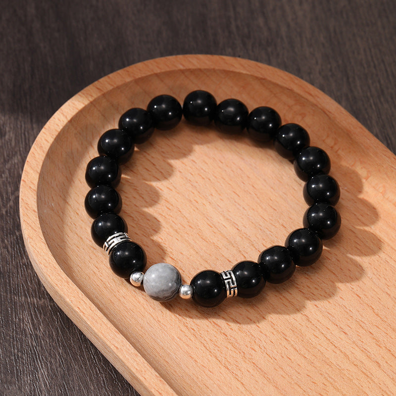 Men's Natural Volcanic Rock Snowflake Stone Beads Vintage Bracelets