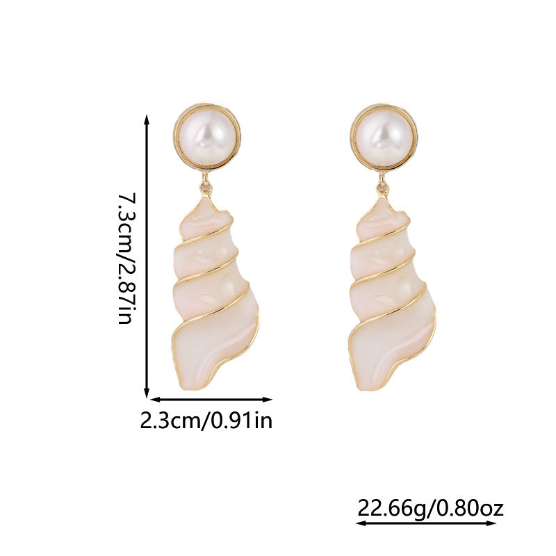 Women's Dripping Conch Retro Exaggerated High-grade Design Sense Earrings