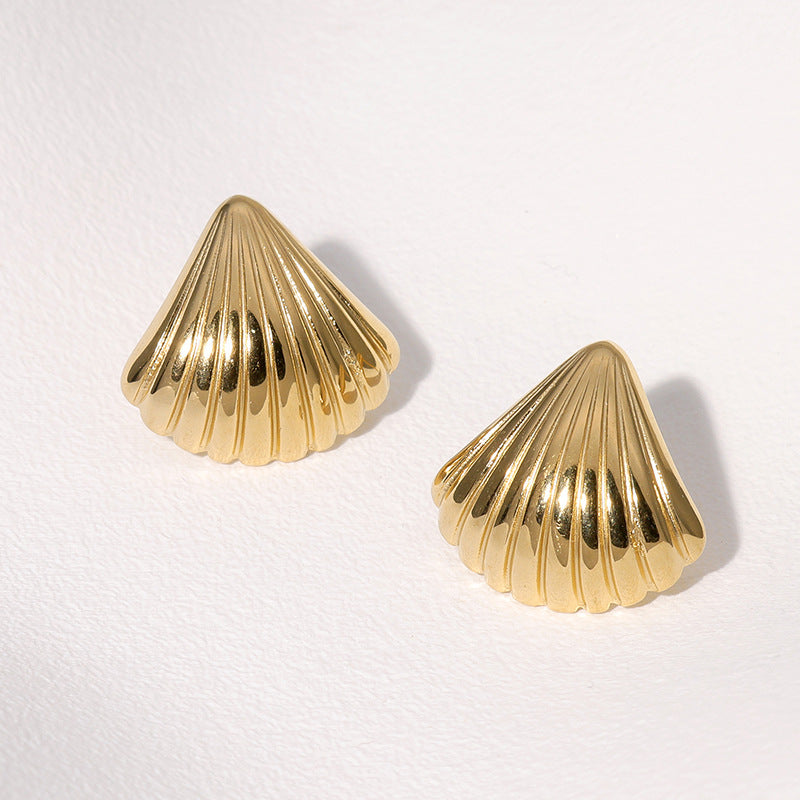 Women's Shell Titanium Steel Ear Gold Plated Earrings