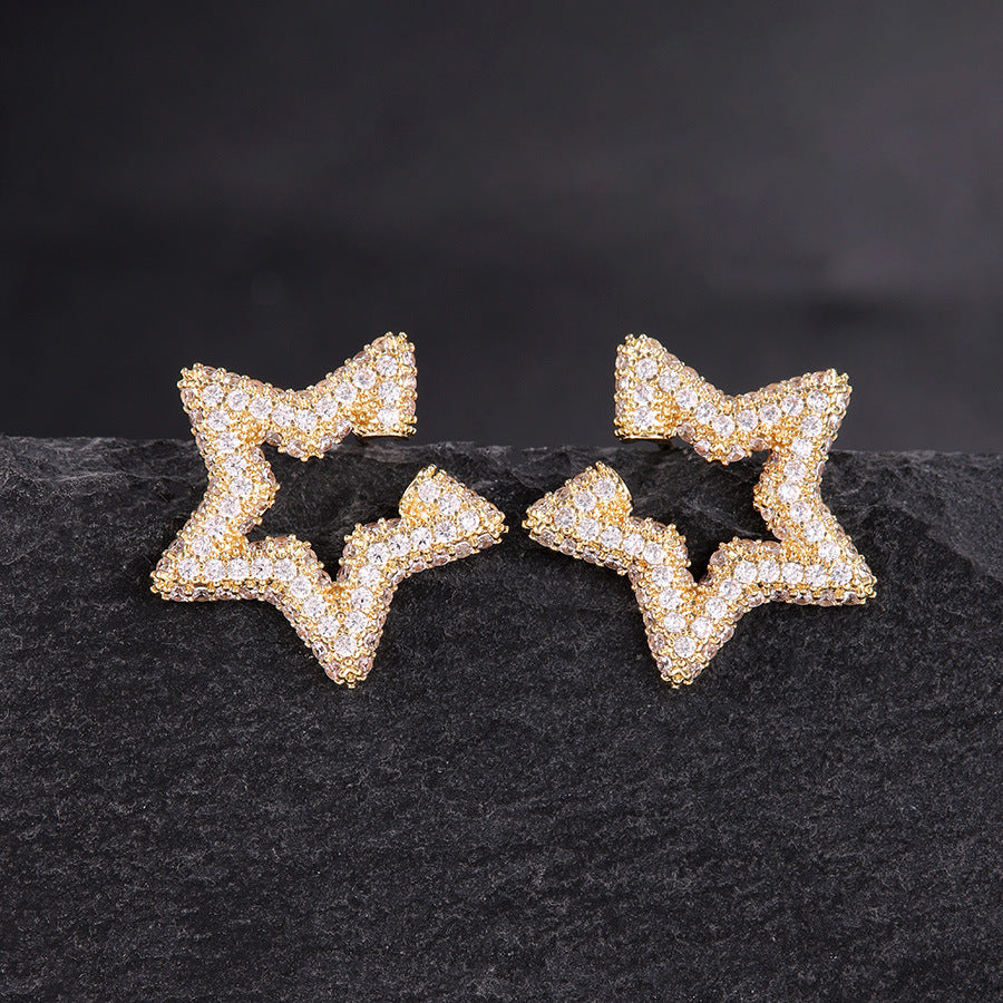 Style Simple Pentagram Female Temperament Light Luxury Niche Design Stud Earrings