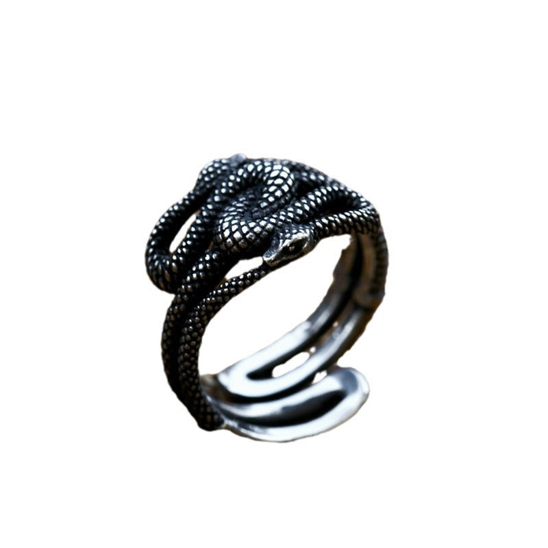 Men's Stainless Steel Snake Retro Titanium Opening Rings