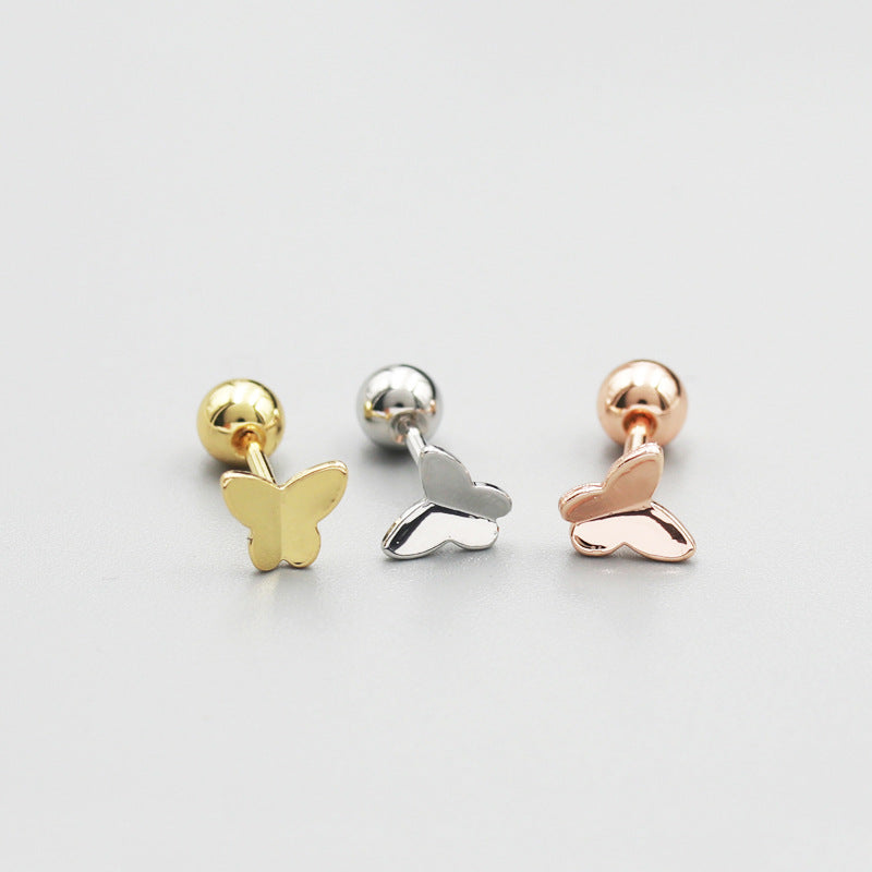 Mini Butterfly Screw Twist Ball Simple Light Luxury Advanced Sense Earrings