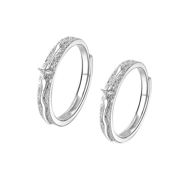 Sier Korean Style Retro Texture Niche Meteor Shower Ing Star Ring