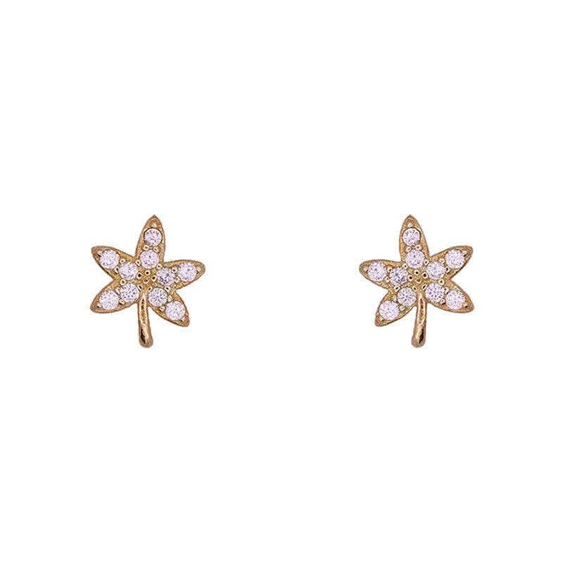 Women's Leaf Trendy Super Flash Zircon Cute Earrings
