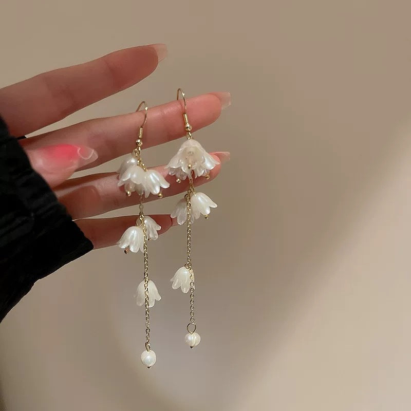 Needle Raffia Fabric White Flower Light Luxury Rings