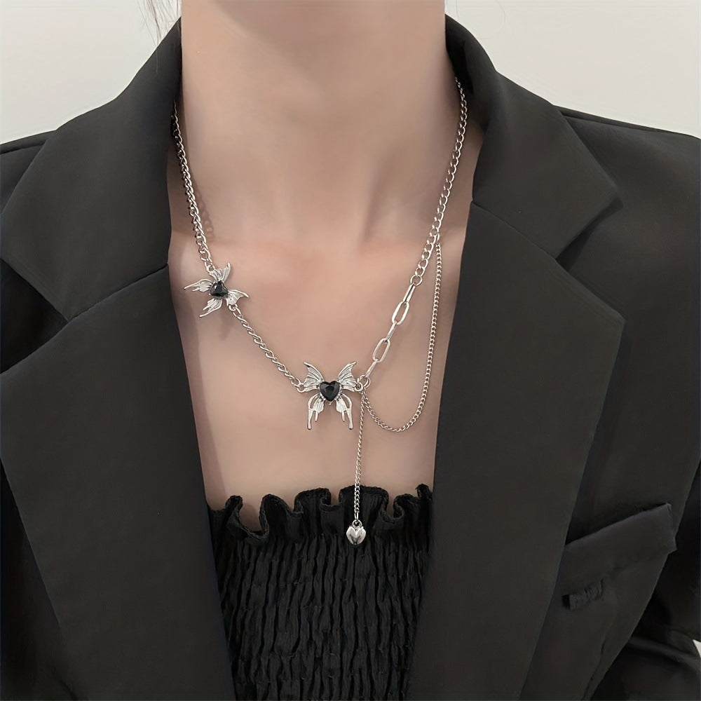 Inlaid Zircon Water Drop Female Style Personality Geometry Tassel Necklace